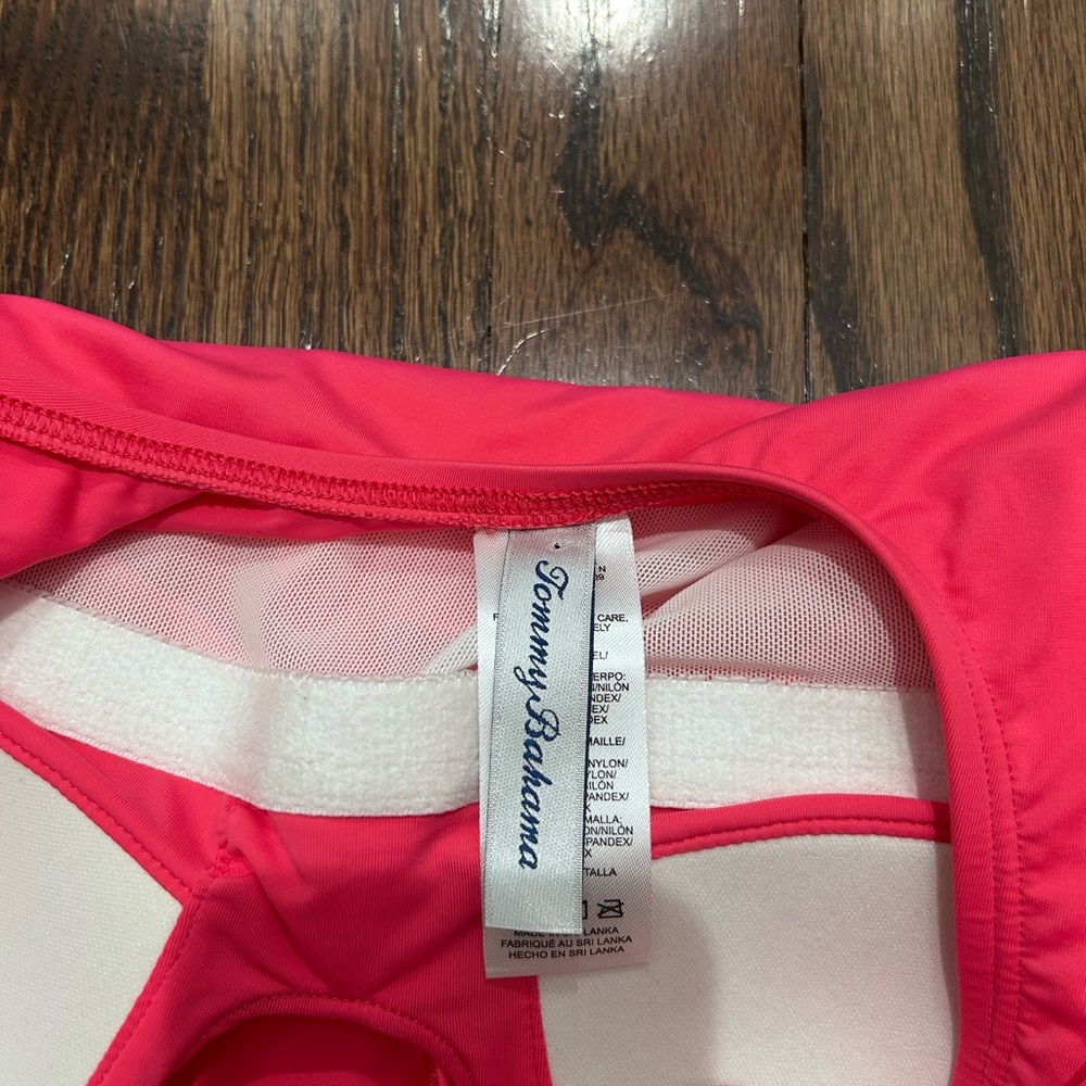 New Tommy Bahama Tie Front Wrap One-Piece Swimsuit in Coral Coast Pink - Picture 6 of 9